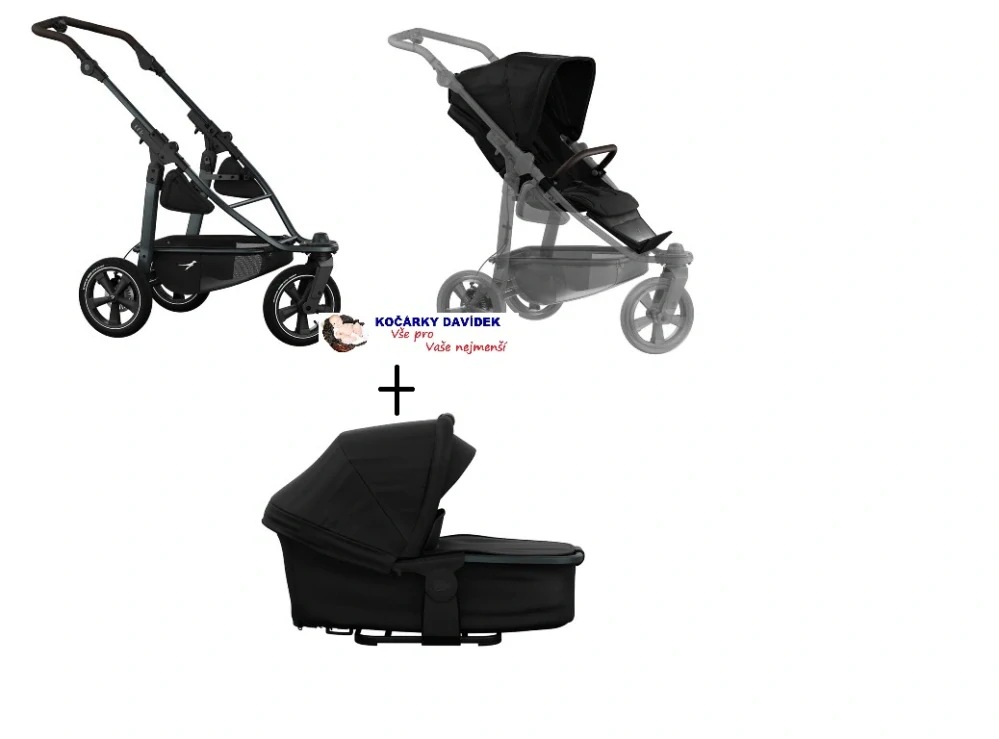 TFK, set mono3 frame air wheel + stroller seat unit + carrycot mono/pro combi unit black 2025
