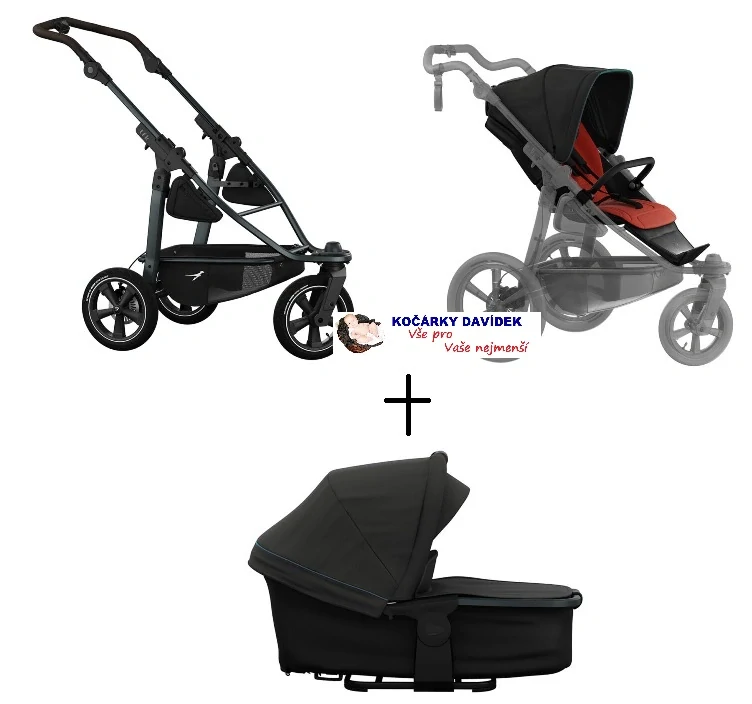 TFK, set mono3 frame air wheel + stroller seat unit + carrycot mono/pro combi unit antracite with red highlights 2025