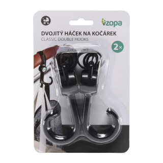 ZOPA Dvojitý háček na kočárek 2 ks, Black