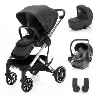 ZOPA Set kočárek Quest+ korba+ adaptéry+ autosedačka, Vulcan Black/Silver
