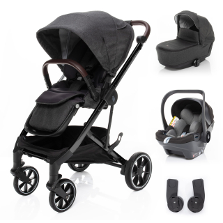 ZOPA Set kočárek Quest+ korba+ adaptéry+ autosedačka, Vulcan Black/Black